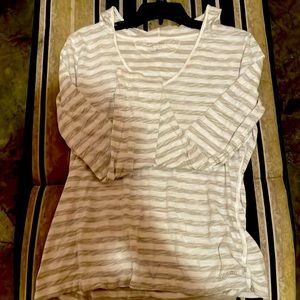 Calvin Klein long sleeve hooded shirt . Gray and white striped.large. Used